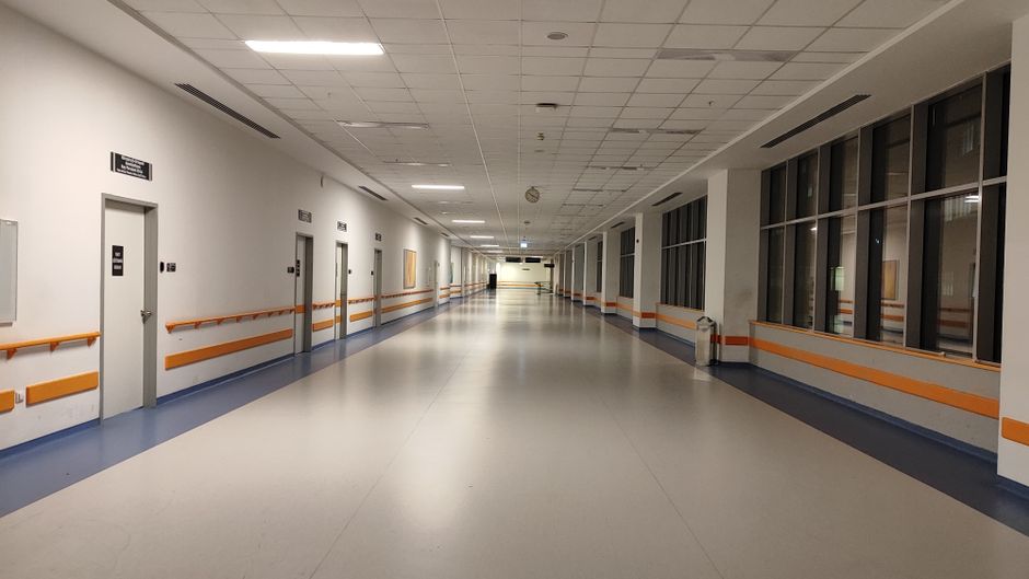 Modern hospital corridor